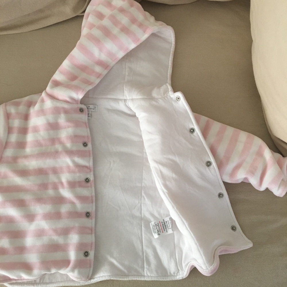 Super soft pink and white jacket with hood